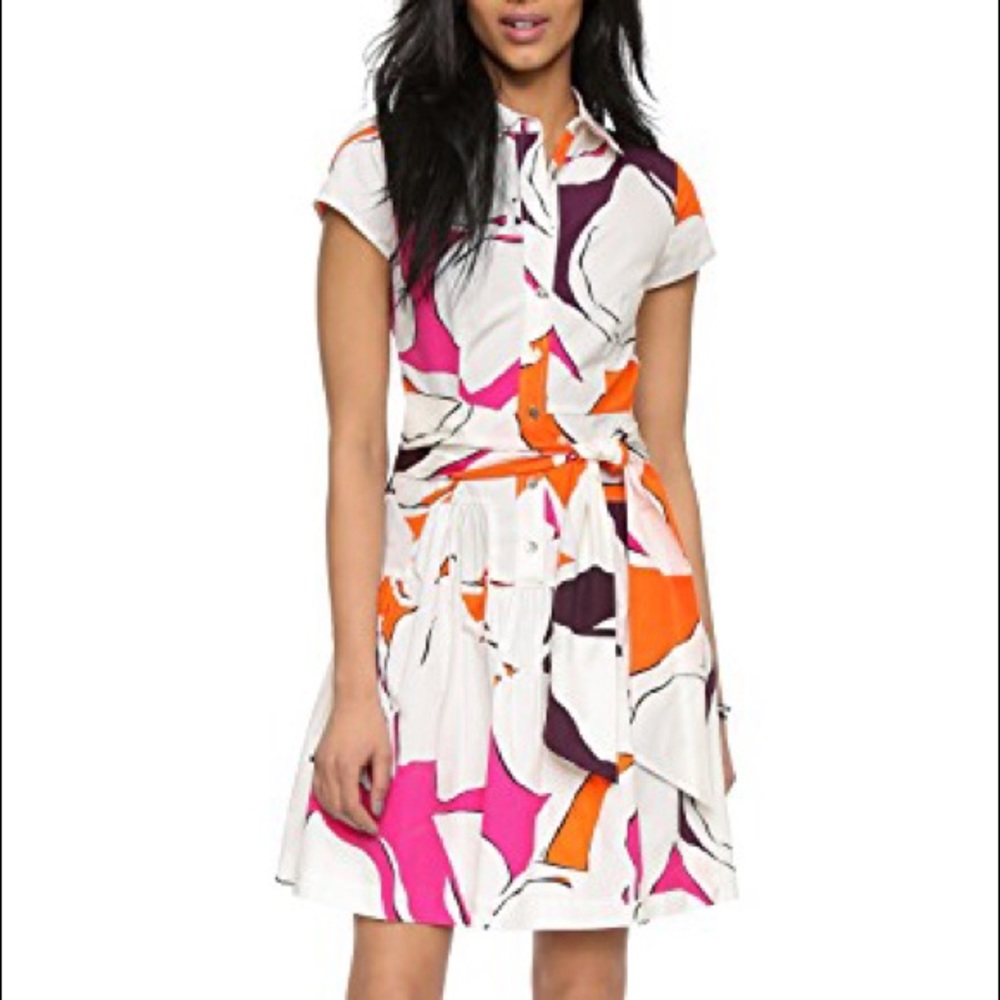 DVF Poplin Scarlet Shirt Dress in Eden Print Sz 6